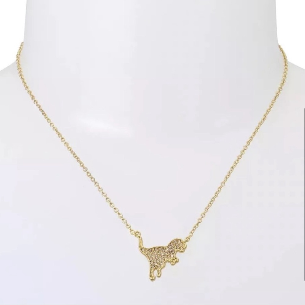 NWT COACH Signature Pave Diamond Gold Rexy Dinosaur T-Rex Necklace + Dust Bag - Picture 5 of 7